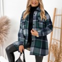 Plaid Print Shacket Jacket, Casual Button Front Long Sleeve Pocket Outerwear, Women's Clothing