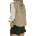 High Neck Solid Jacket, Sleeveless Casual Outwear For Spring & Fall, Women's Clothing