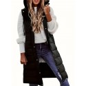 Solid Drawstring Hooded Vest, Versatile Sleeveless Winter Warm Outwear For Fall & Winter, Women's Clothing