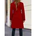 Solid Double Breasted Bea Coat , Elegant Long Sleeve Outwear For Fall & Winter, Women's Clothing