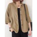 Button Front Jackets, Casual Turn Down Collar Long Sleeve Solid Outerwear For Spring & Summer, Women's Clothing