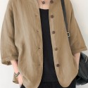 Button Front Jackets, Casual Turn Down Collar Long Sleeve Solid Outerwear For Spring & Summer, Women's Clothing