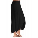 Y2K Women's Pants Solid Casual High Slit Flowy Layered Fashion Loose Wide Leg Pants