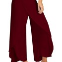 Y2K Women's Pants Solid Casual High Slit Flowy Layered Fashion Loose Wide Leg Pants