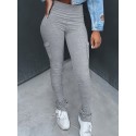 Solid High Waist Pants, Elegant Skinny Pants With Pockets, Women's Clothing