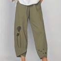 Boho Dandelion Print Harem Pants, Casual High Waist Baggy Summer Cropped Pants, Women's Clothing