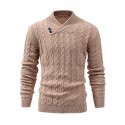 All Match Knitted Shawl Collar Sweater, Men's Casual Warm High Stretchy Pullover Sweater For Fall Winter