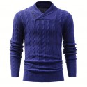 All Match Knitted Shawl Collar Sweater, Men's Casual Warm High Stretchy Pullover Sweater For Fall Winter