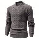 All Match Knitted Shawl Collar Sweater, Men's Casual Warm High Stretchy Pullover Sweater For Fall Winter