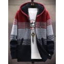 Men's Full Zip Up Casual Fleece Lined Hooded Cardigan, Regular Fit Knitted Sweater Jacket Coat With Pockets For Winter Fall