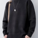 All Match Knitted Sweater, Men's Casual Warm Slightly Stretch Crew Neck Pullover Sweater For Fall Winter