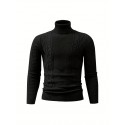 Men's Plain Turtleneck Sweater, Trendy High Stretch Fashion Comfy Thermal Tops