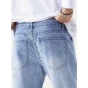 Loose Fit Vintage Jeans, Men's Casual Street Style Denim Pants With Pockets