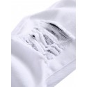 Men's Casual Ripped Slim Fit White Cotton Jeans