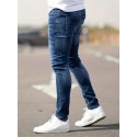 Chic Skinny Ripped Jeans, Men's Casual Street Style Medium Stretch Jeans