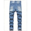 Chic Ripped Slim Fit Jeans, Men's Casual Street Style Stretch Jeans