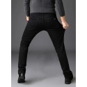 Men's Semi-formal Jeans, Classic Design Straight Leg Regular Jeans For Business