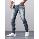 Men's Casual Vintage Style Denim Pants, Street Style Skinny Biker Jeans