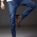 Classic Design Semi-formal Jeans, Men's Casual Stretch Denim Pants For All Seasons Business