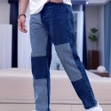 Men's Casual Street Style Slim Patchwork Denim Pants For Spring Summer