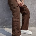 Men's Loose Fit Multi Pocket Jeans, Casual Street Style Cargo Jeans