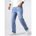 Men's Classic Design Loose Fit Distressed Jeans, Casual Street Style Denim Pants For The Four Seasons