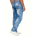 Men's Casual Slim Fit Stretch Jeans, Chic Street Style Distressed Denim Pants