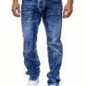 Men's Casual Slim Fit Stretch Jeans, Chic Street Style Distressed Denim Pants