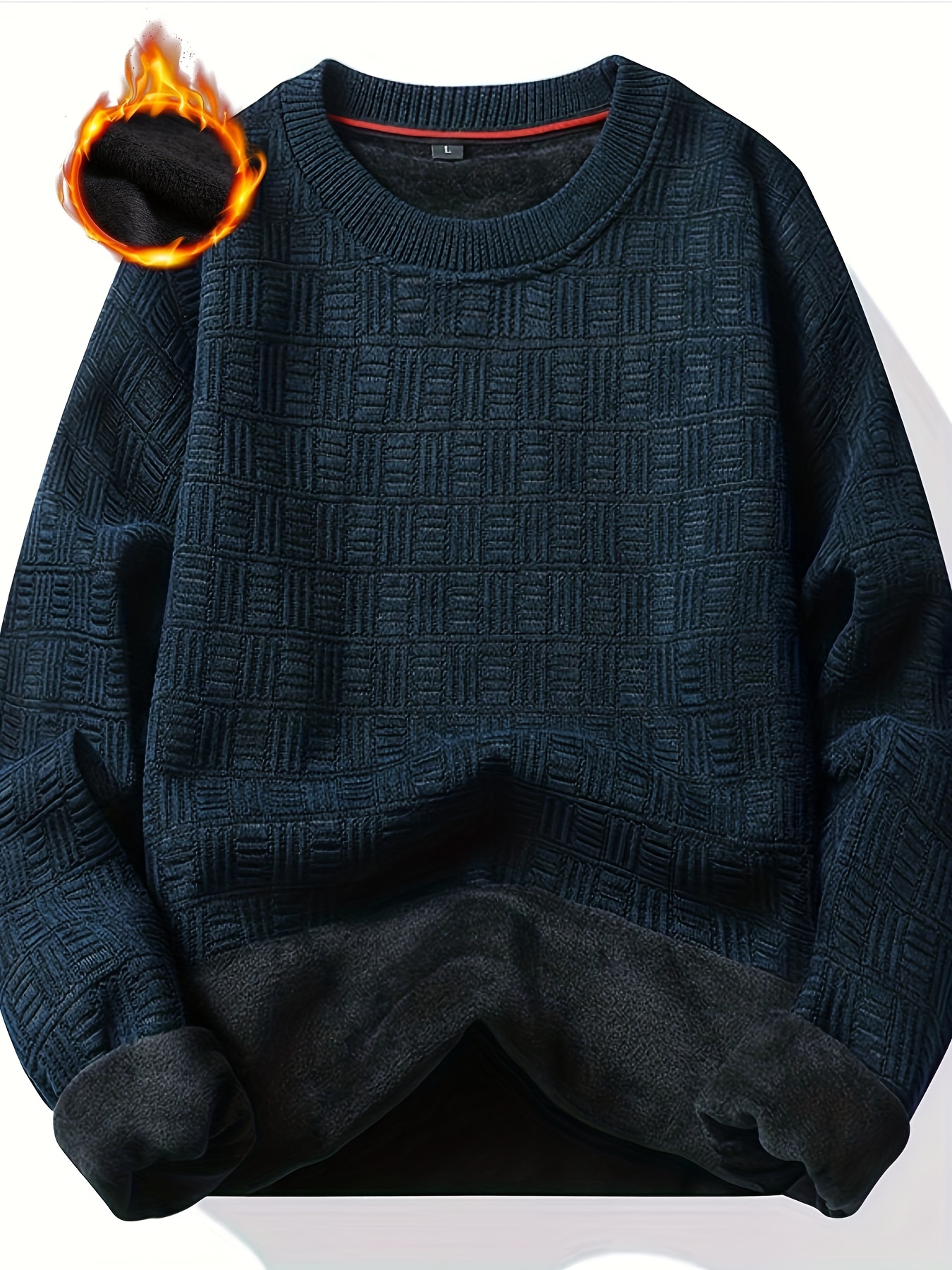 all match knitted sweater mens casual warm slightly stretch crew neck pullover sweater for men fall winter details 2