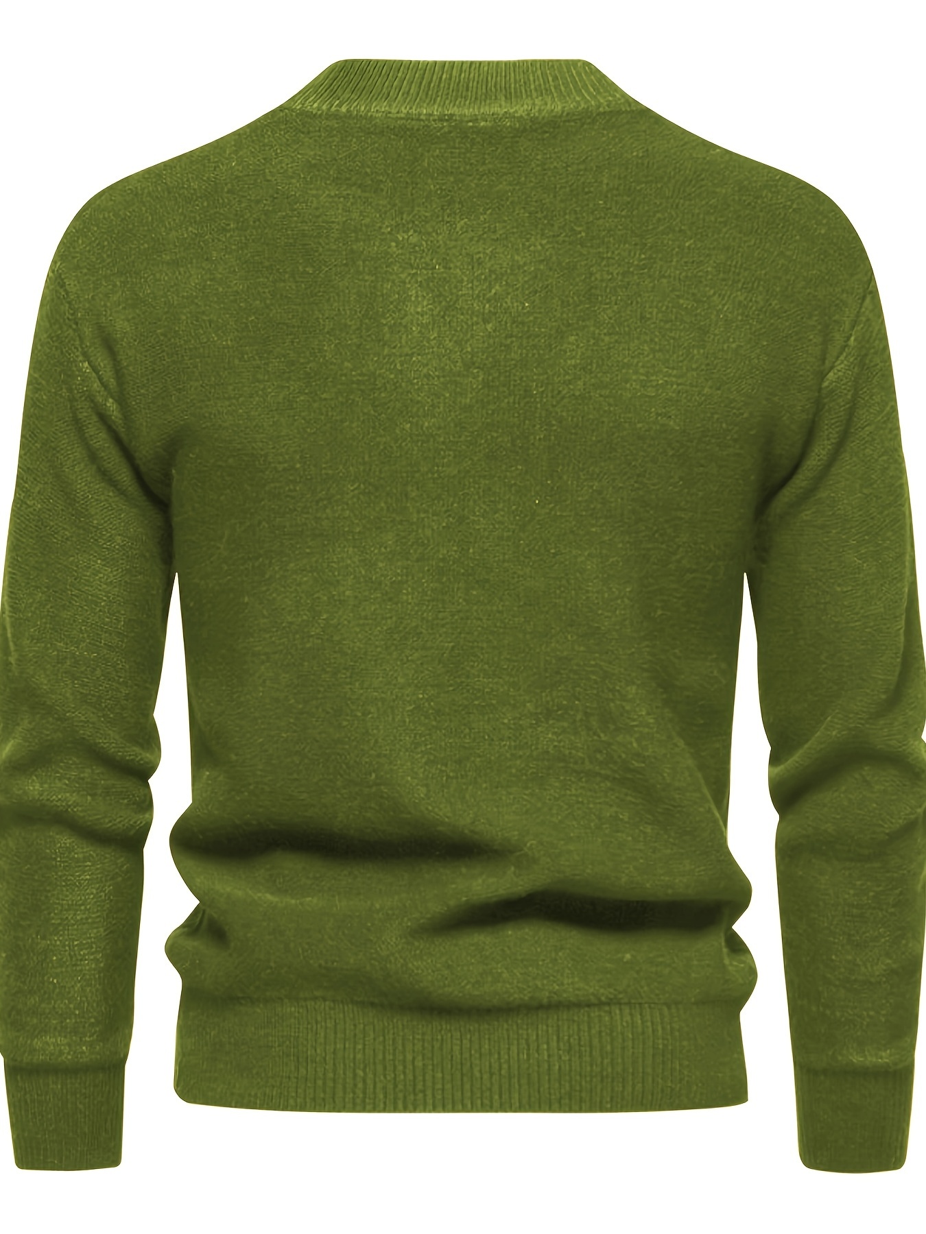 mens stylish solid knitted pullover casual mid stretch breathable long sleeve crew neck top for city walk street hanging outdoor activities details 6