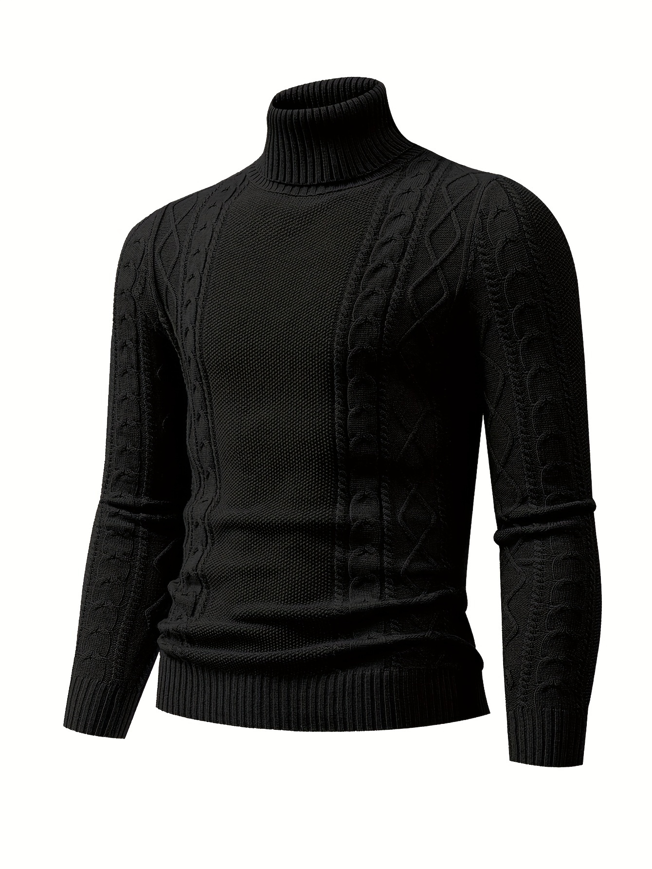 mens plain turtleneck sweater trendy high stretch fashion comfy thermal tops details 38