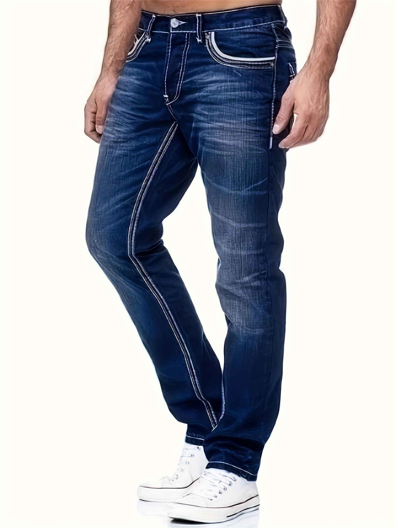 mens comfy street style distressed denim pants with pockets details 2