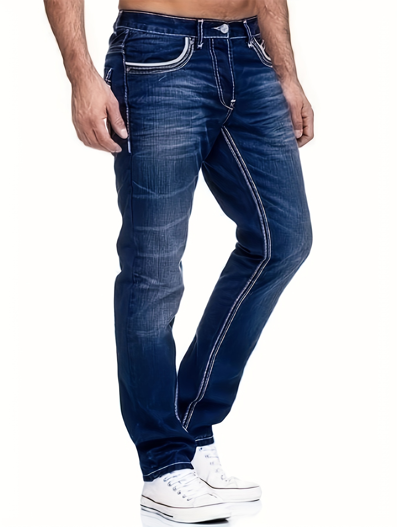 mens comfy street style distressed denim pants with pockets details 4