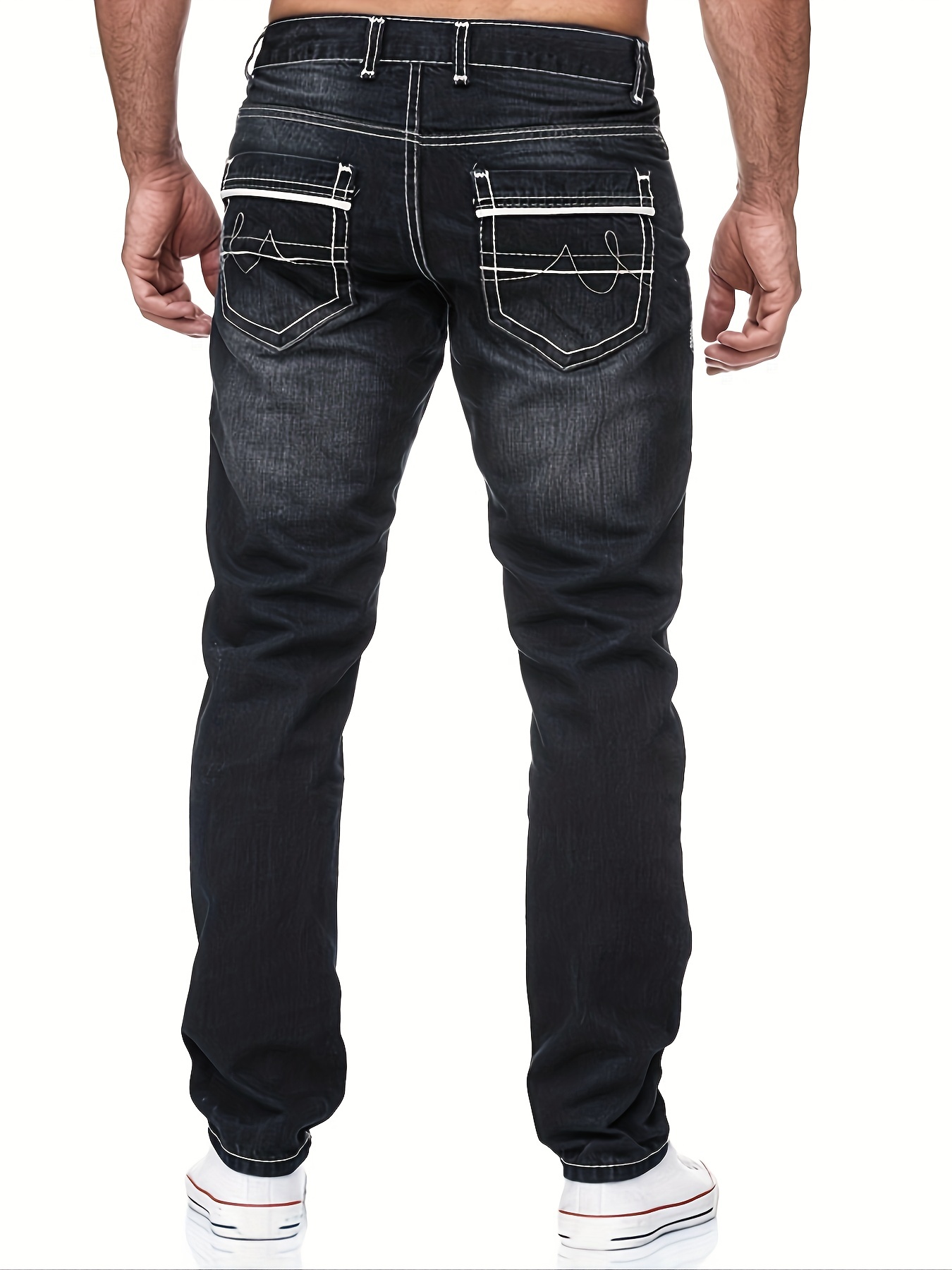 mens comfy street style distressed denim pants with pockets details 6