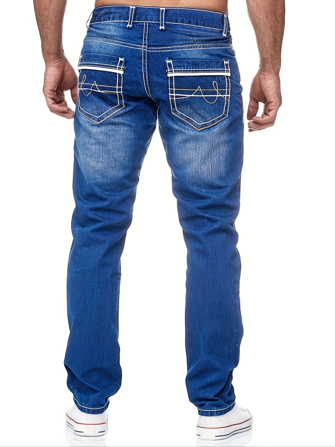 mens comfy street style distressed denim pants with pockets details 15