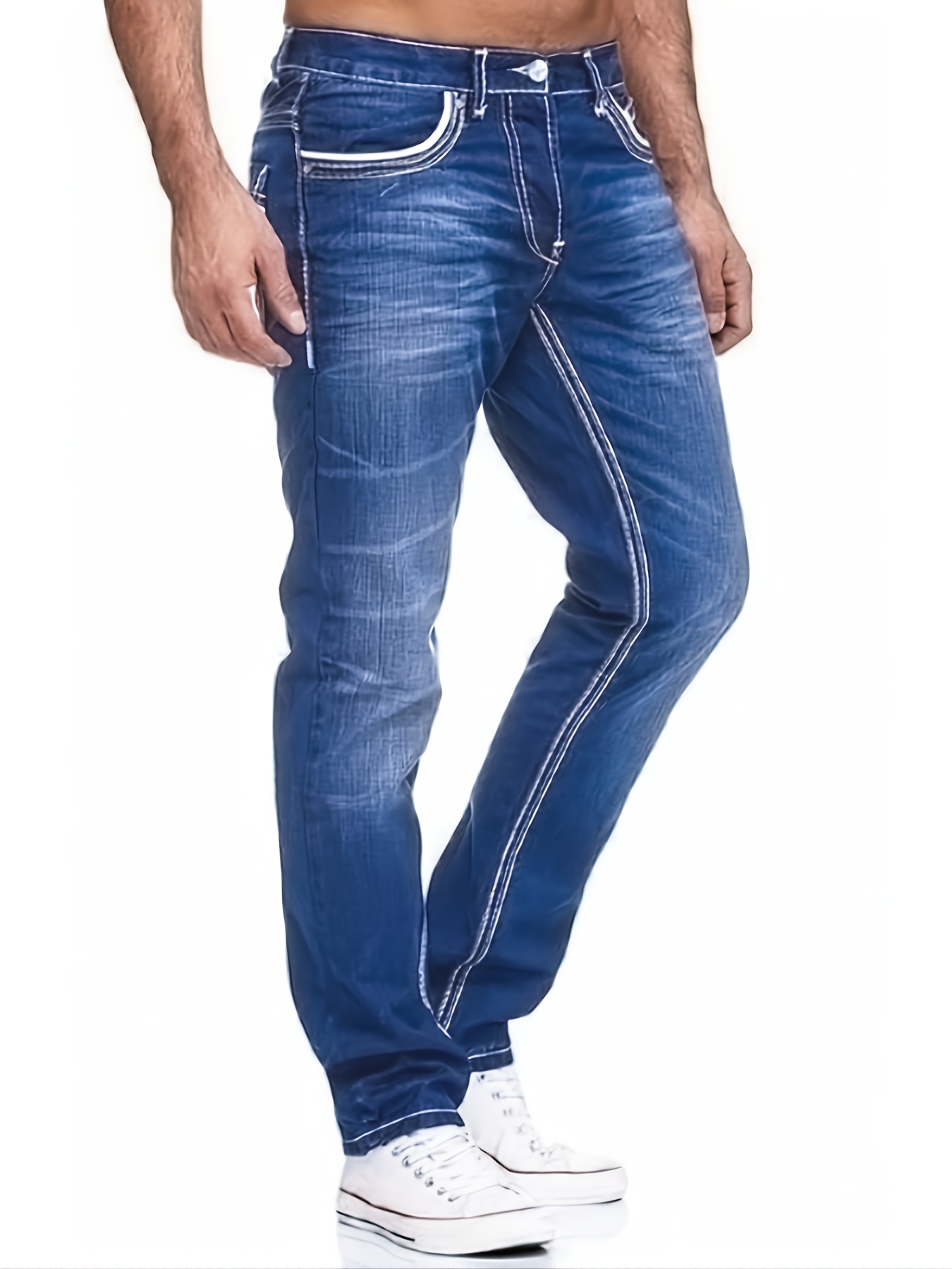 mens comfy street style distressed denim pants with pockets details 19