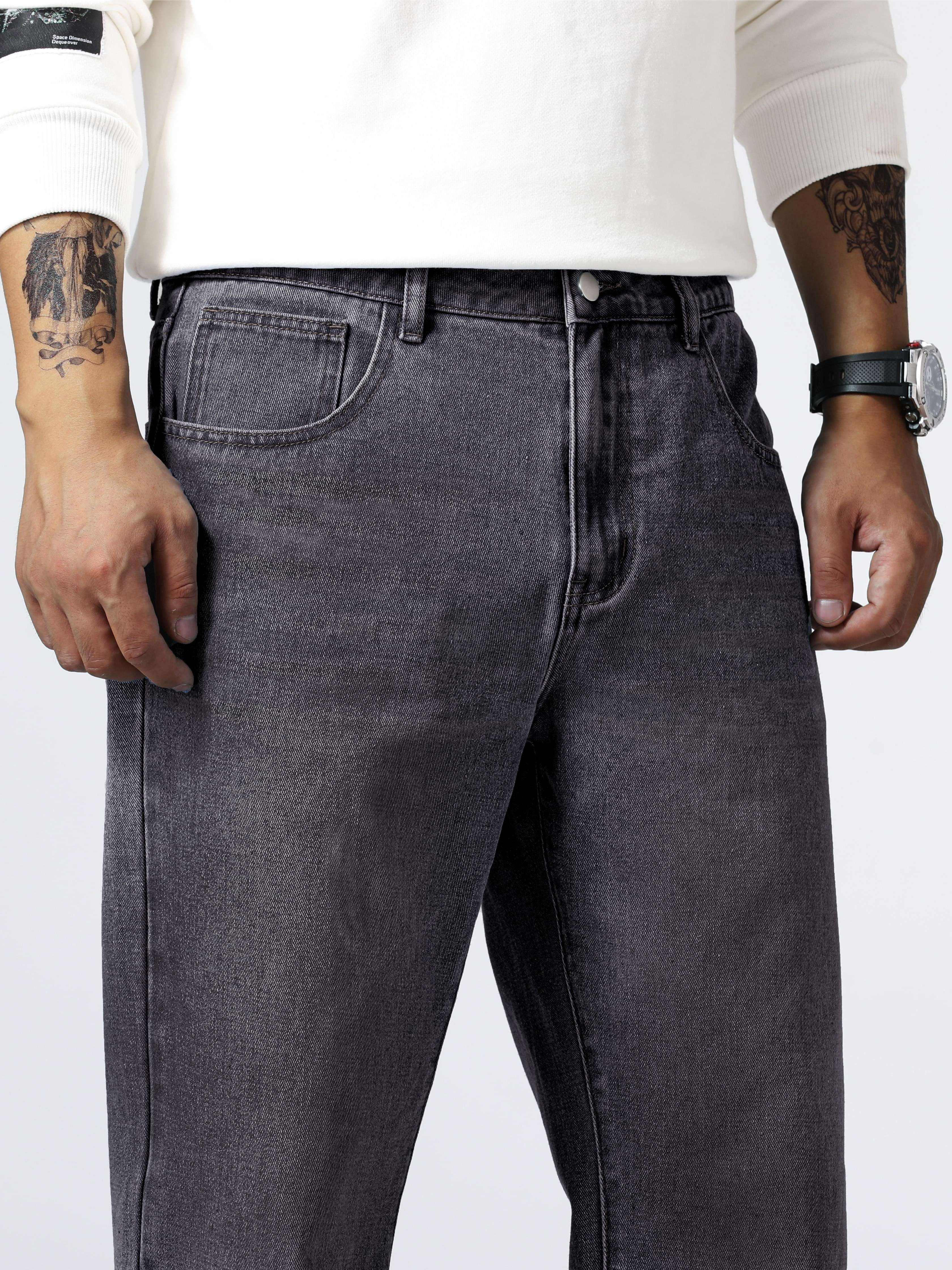 mens casual loose fit jeans street style straight leg denim pants details 14